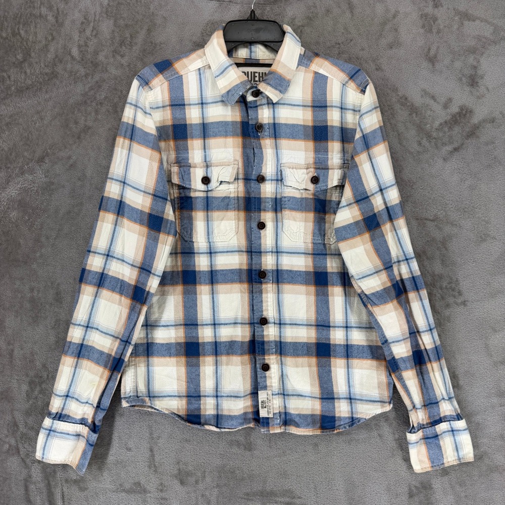 Ruehl No.925 Shirt Mens L Greenwich St Blue Plaid Flannel Button-down EUC